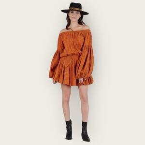 NWT | Lucca | Fall In Love Off-Shoulder Dress | Rust Orange | Small